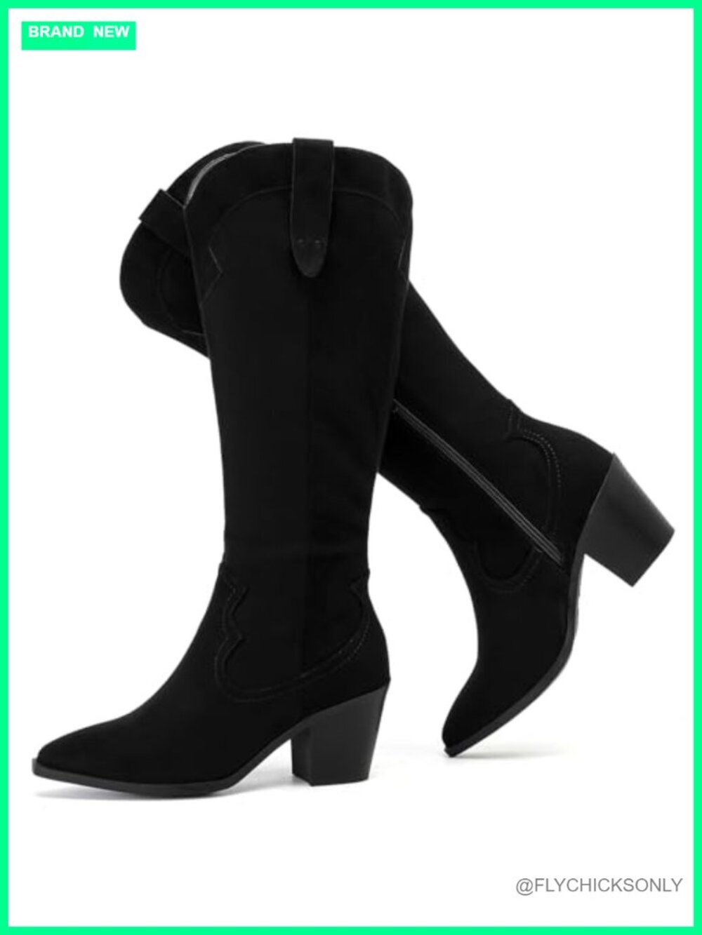 Women's Knee High Slouchy Heeled Boots Pointed Toe Block Heel